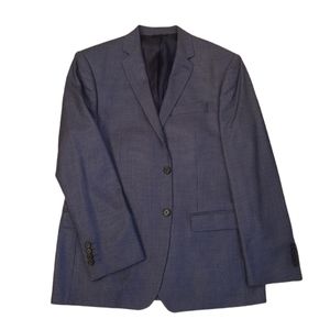 Ralph Lauren Suit Coat Size 44R Houndstooth Blue Silk Wool
